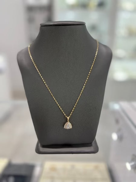 14kt Yellow Gold Diamond Pendant With 10kt Chain Necklace