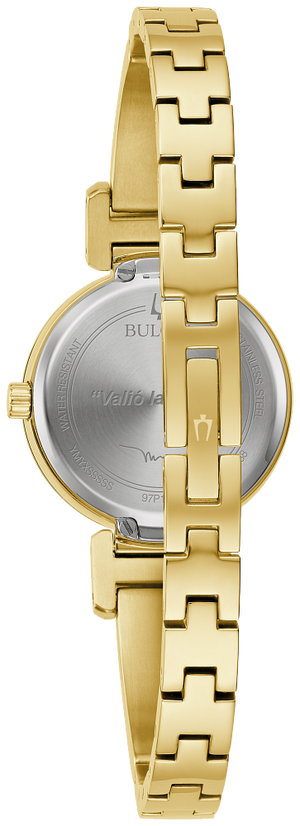 Bulova Marc Anthony Ladies Modern Diamond Stainless Steel Bangle Bracelet Watch, Gold/Champagne Dial, Quartz Watch