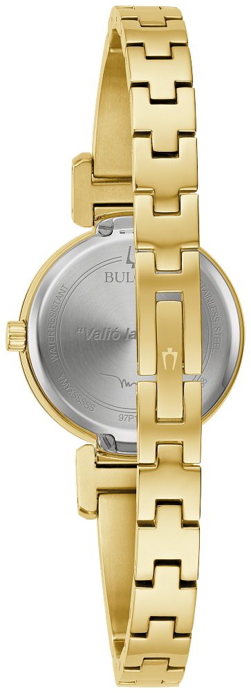 Bulova Marc Anthony Ladies Modern Diamond Stainless Steel Bangle Bracelet Watch, Gold/Champagne Dial, Quartz Watch