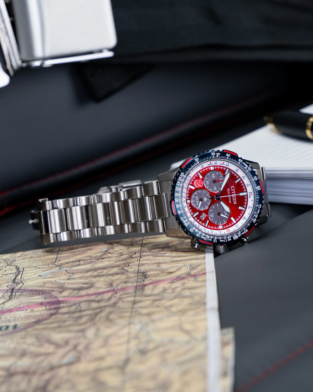 Citizen Promaster Sky Snow Birds Red Men's Watch (CA4668-51X), worn