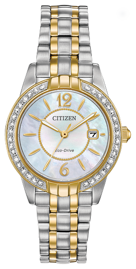 Citizen Ladies Silhouette Crystal EW1684-54D Eco-Drive Stainless Steel White MOP Dial Watch