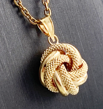 18kt Yellow Solid Art Vintage Gold Twisted Knot Women Pendant Chain