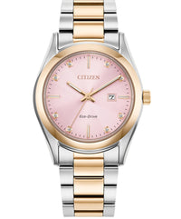 Citizen Eco-Drive Ladies Pink Dial Watch With Diamonds EW2706-58X