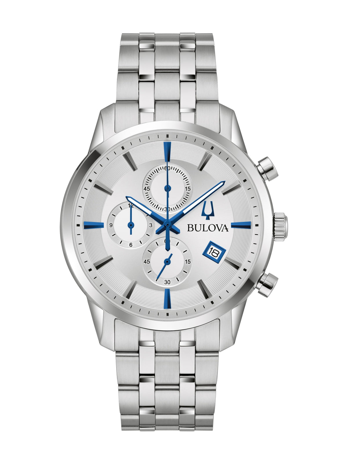 Bulova Sutton 96B404 men's quartz chronograph, silver-white dial