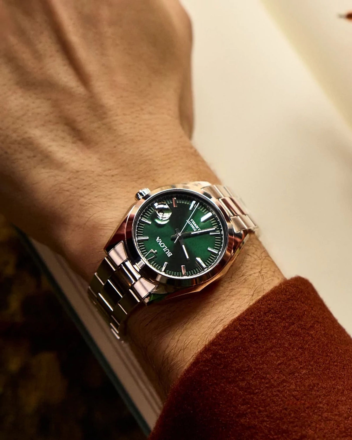 Bulova Surveyor Green Men's Watch (96B429), worn