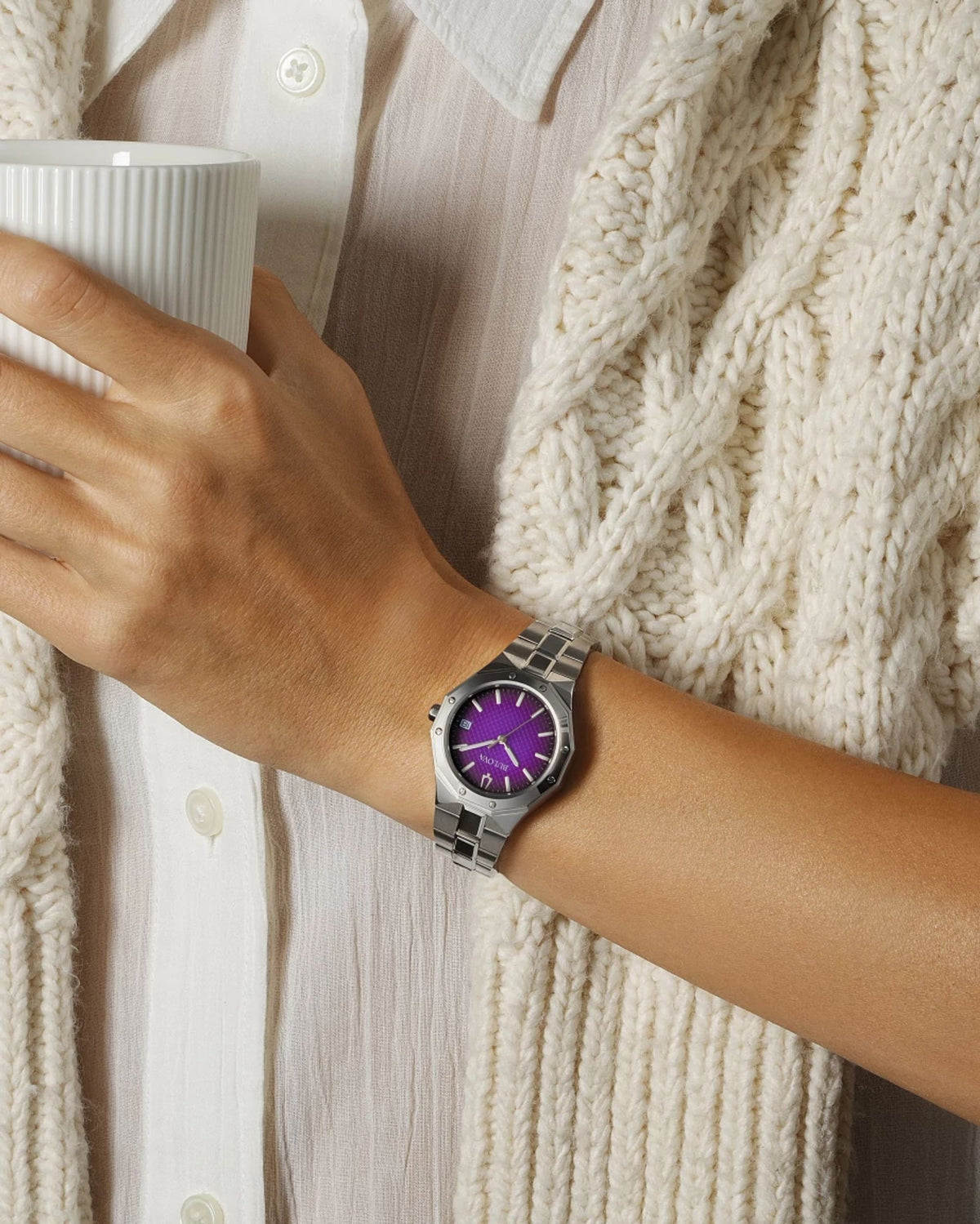 Bulova Prestige Purple Women's Watch (96M168), worn