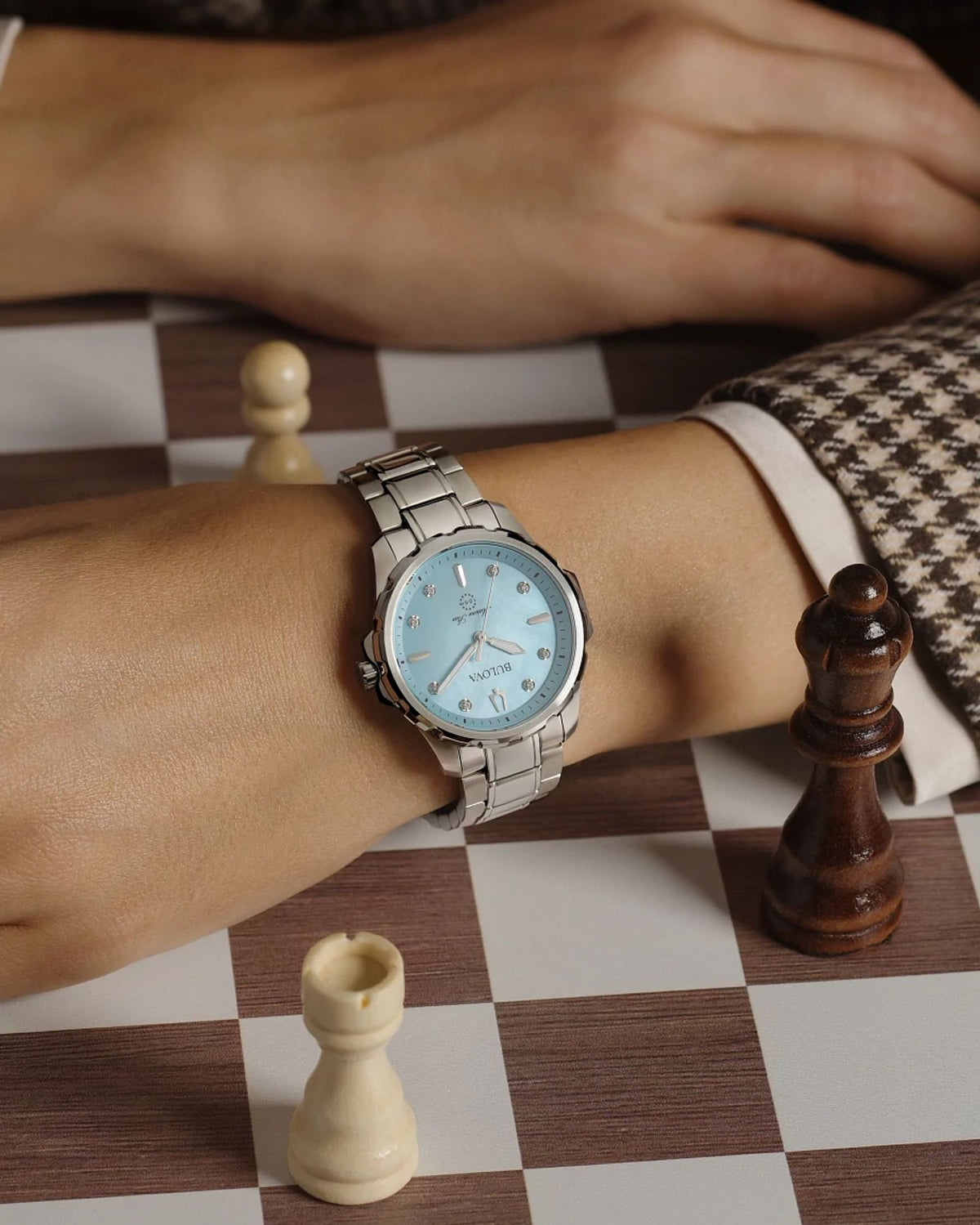 Bulova Marine Star Series B Blue Mother of Pearl Women's Watch (96P248), worn