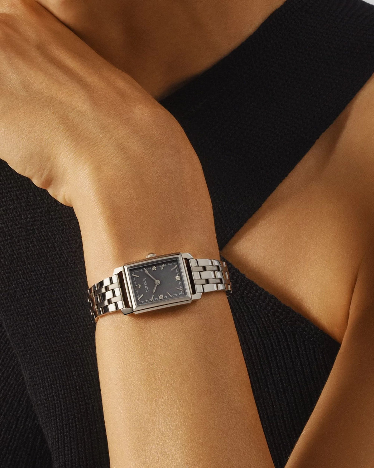Bulova Sutton Gray Mother of Pearl Women's Watch (96P252), worn
