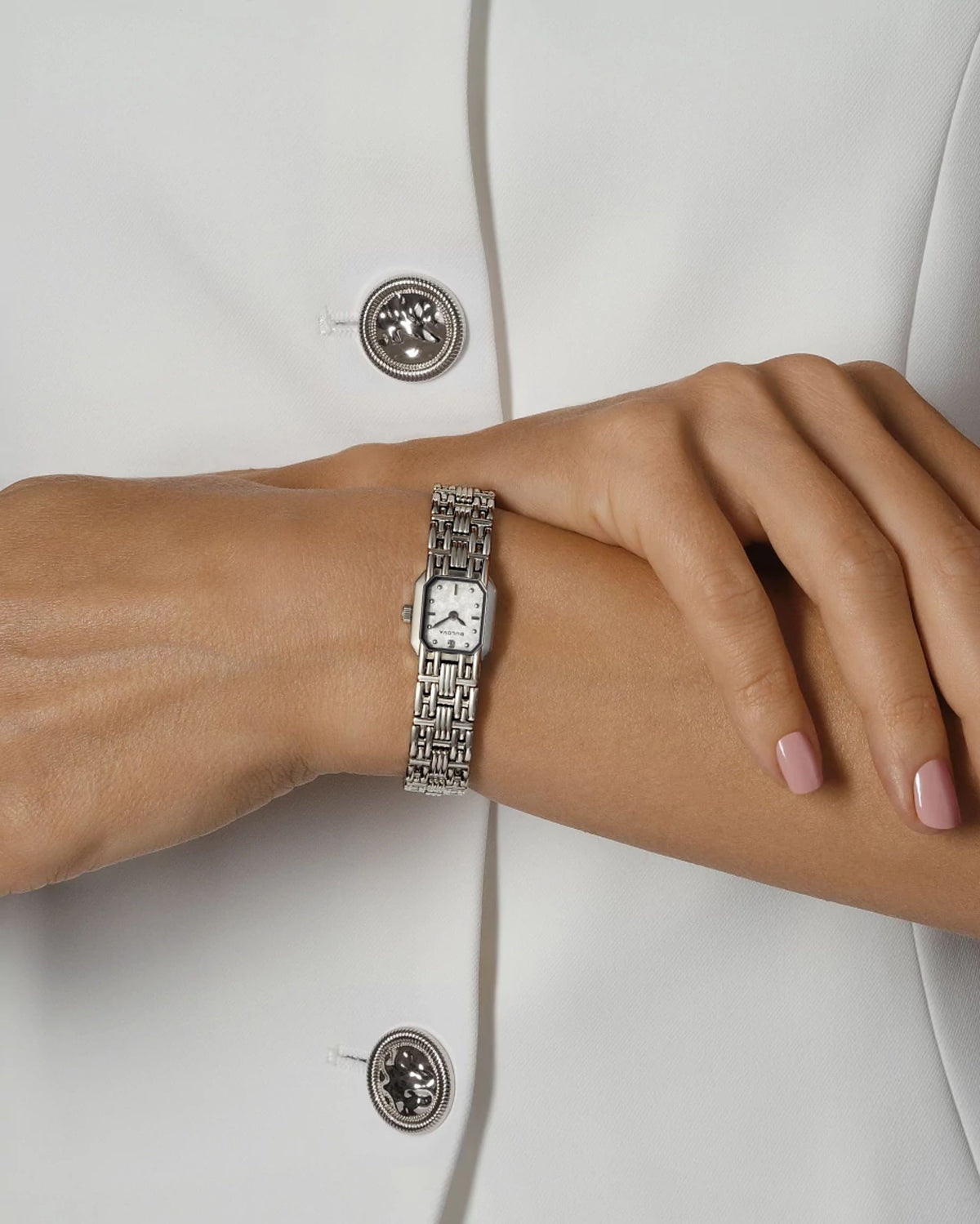 Bulova Goddess Of Time- Sophia Silver-White Women's Watch (96P263), worn