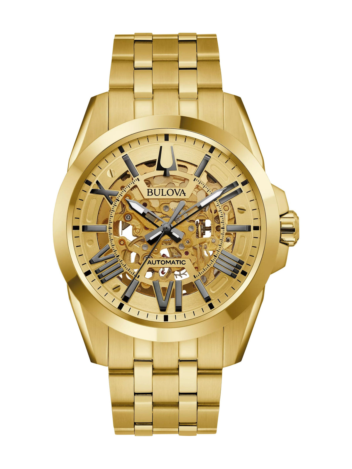 Bulova Sutton 97A162 men's automatic watch, gold-tone dial