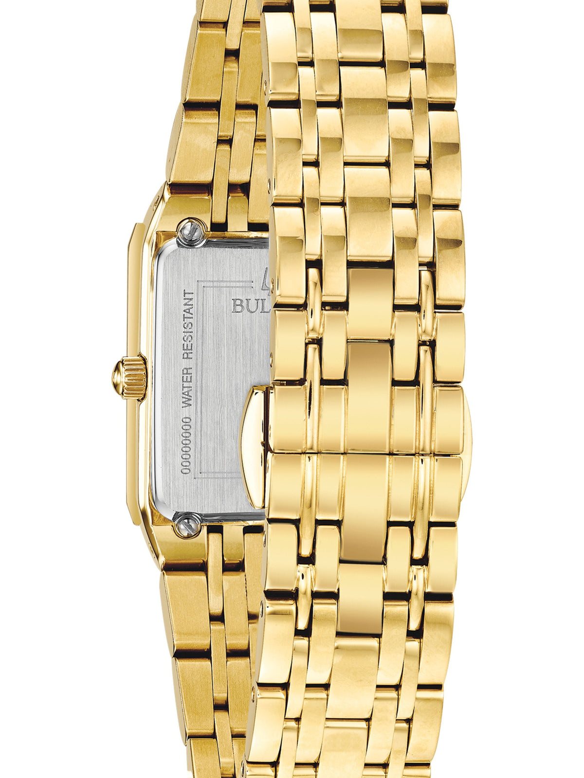 Bulova Quadra 97P140 women's quartz watch, champagne dial, case back