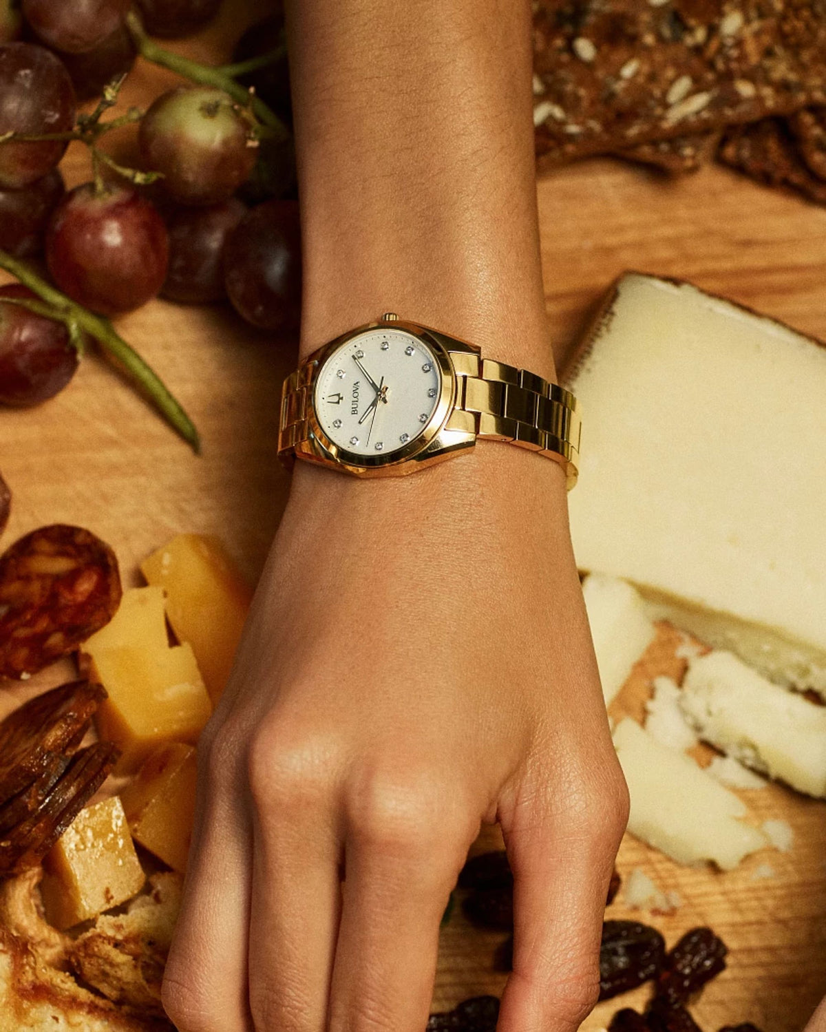 Bulova Surveyor White Mother of Pearl Women's Watch (97P172), worn