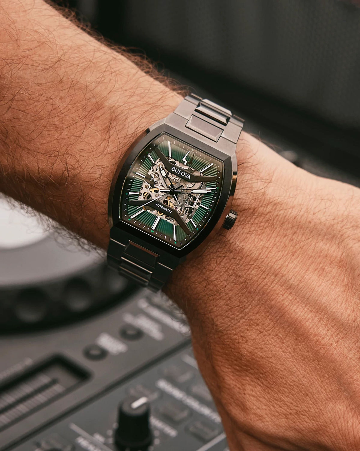 Bulova Maquina Green Men's Watch (98A321), worn
