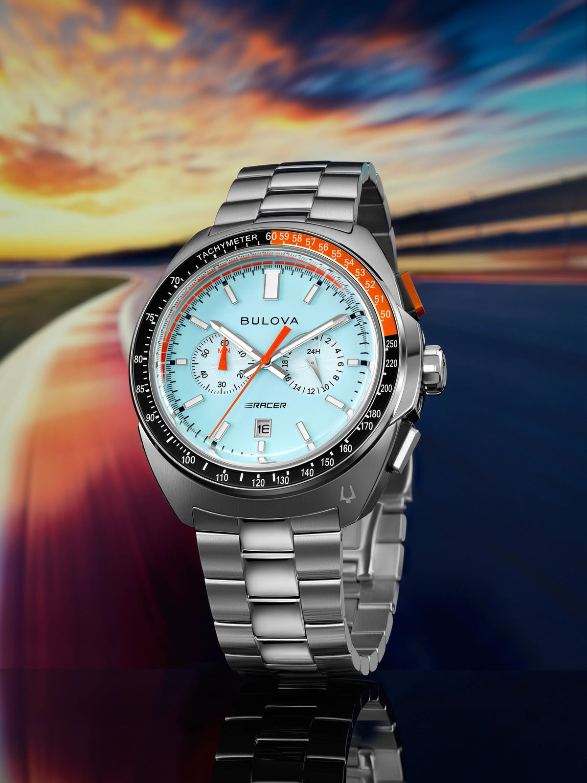 Bulova Racer Light Blue Men's Watch (98B432), worn