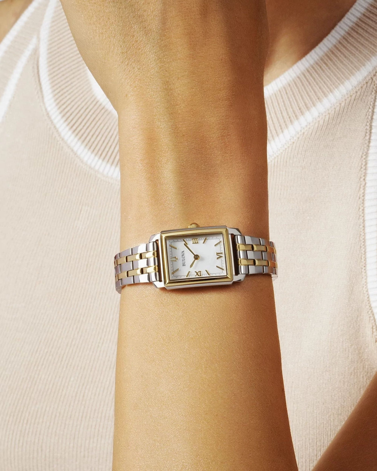 Bulova Sutton White Mother of Pearl Women's Watch (98L308), worn