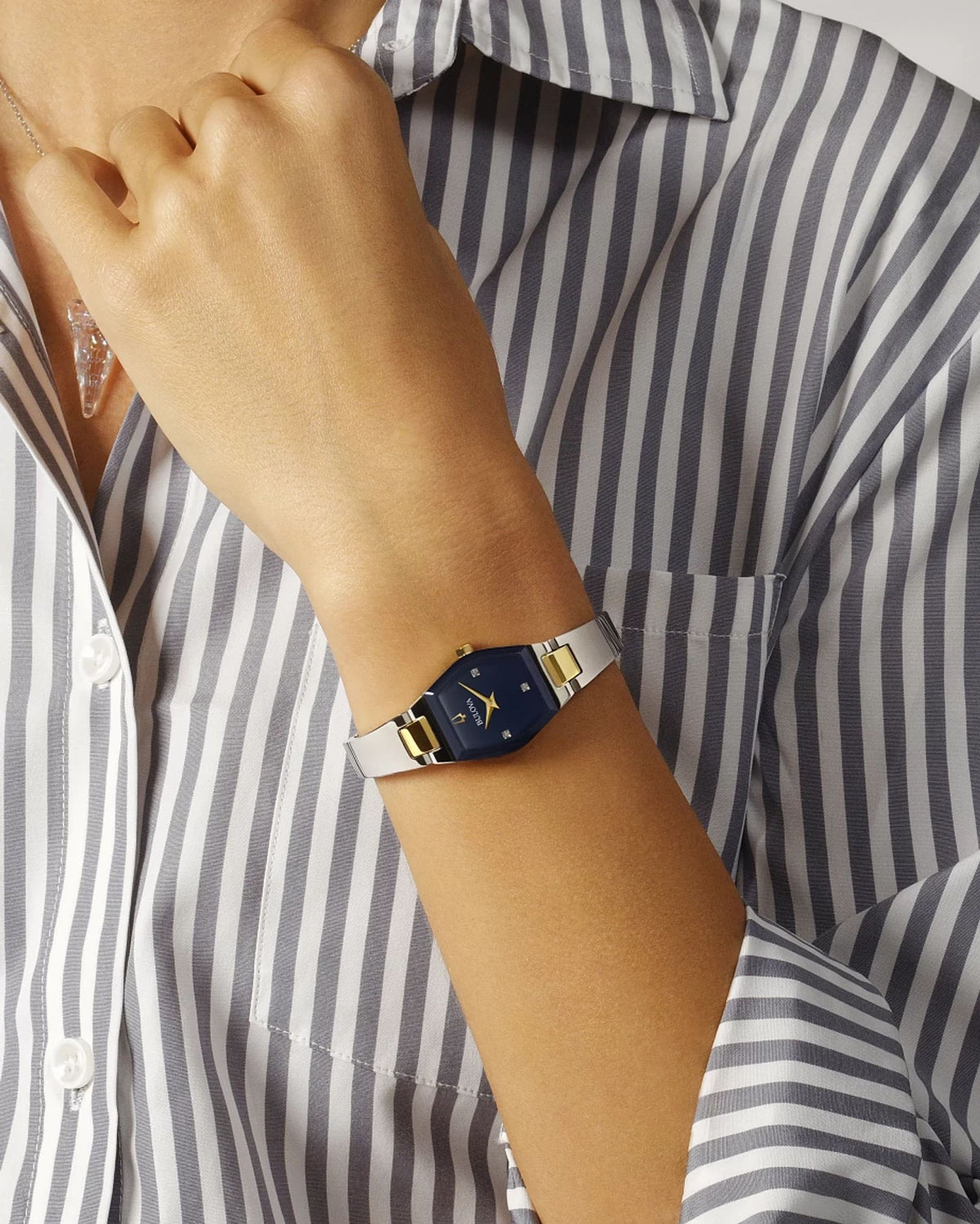 Bulova Gemini Blue Women's Watch (98P218), worn