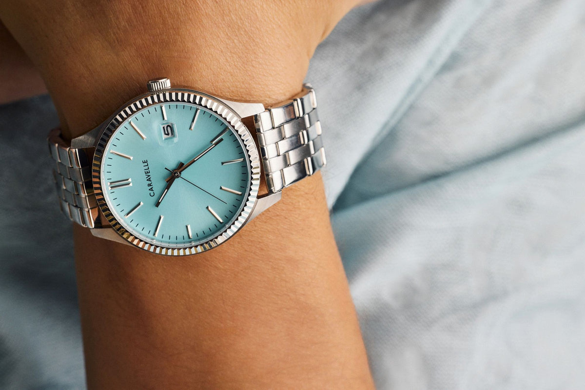 Caravelle Dress Aqua Men's Watch (43B174), worn
