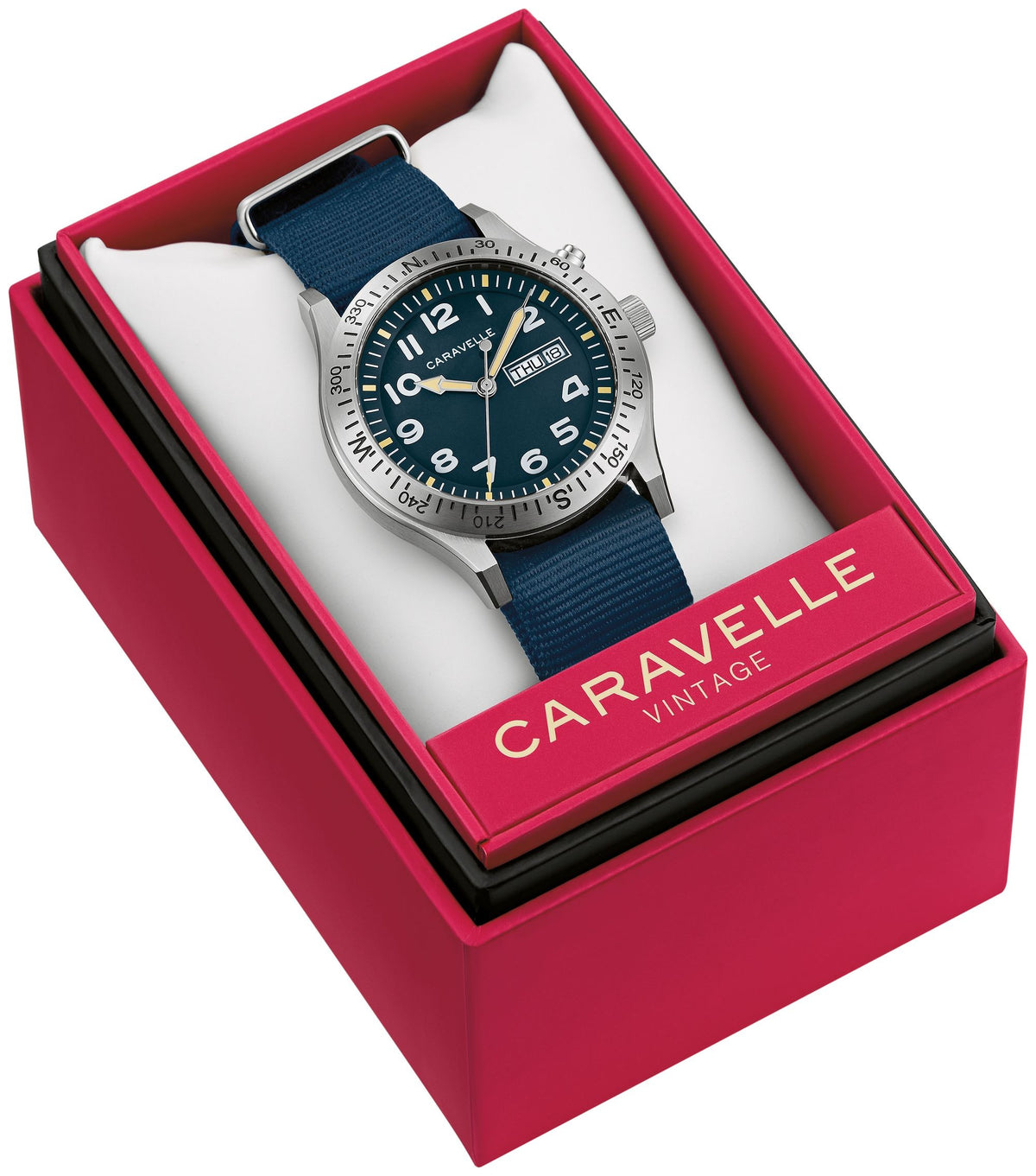 Caravelle Field Lite Up Blue Men's Watch (43C126), presentation box