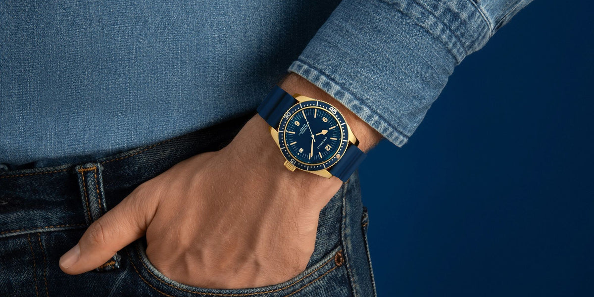 Caravelle Sea Hunter Blue Men's Watch (44B129), worn