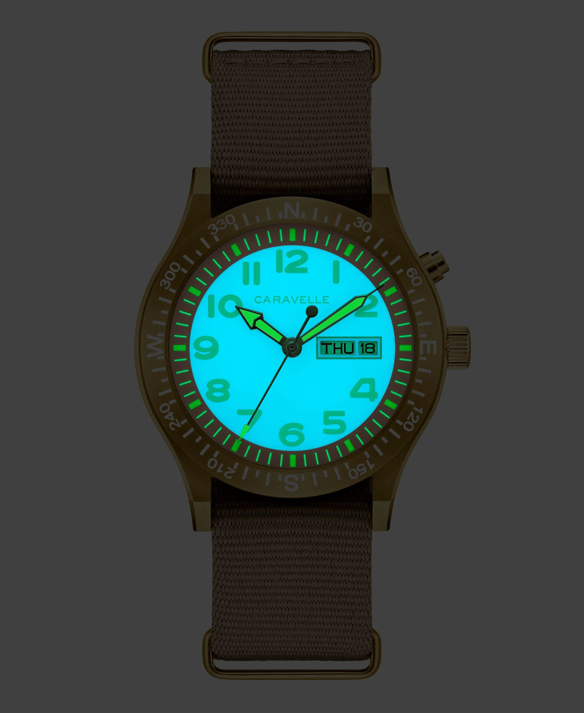 Caravelle Field Lite Up Taupe Men's Watch (44C113), detail
