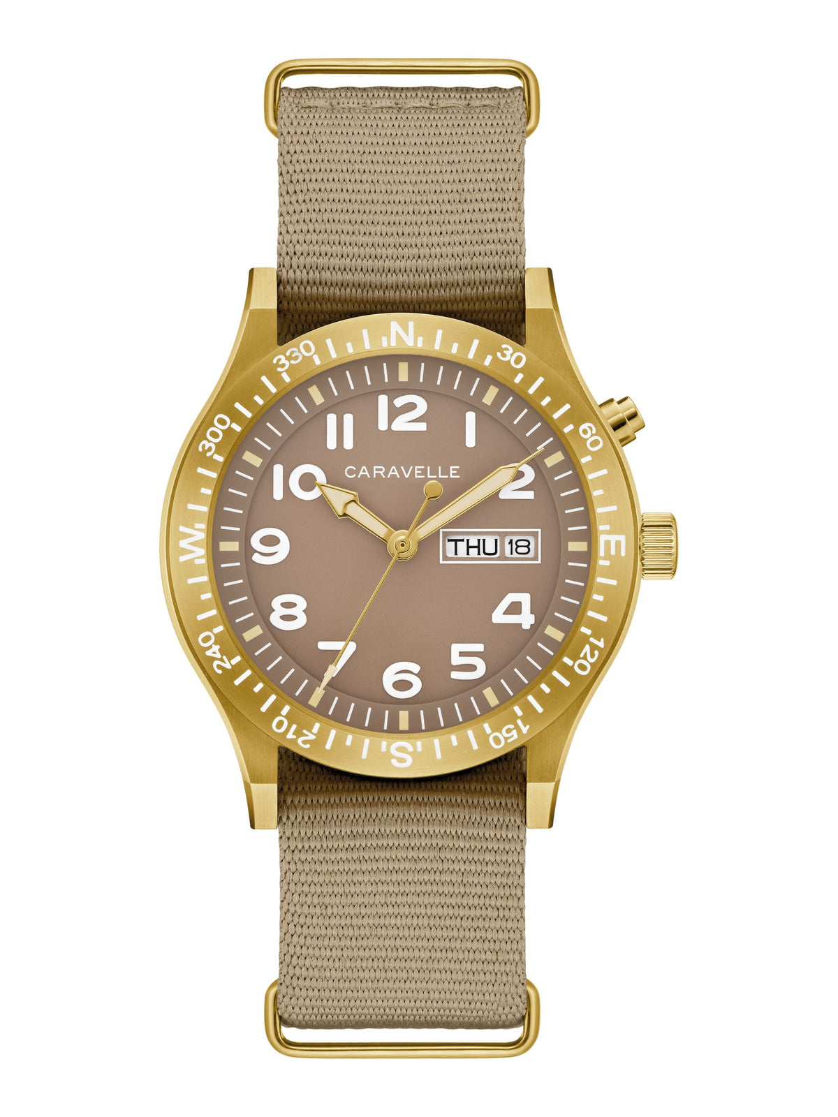 Caravelle Field Lite Up Taupe Men's Watch (44C113)