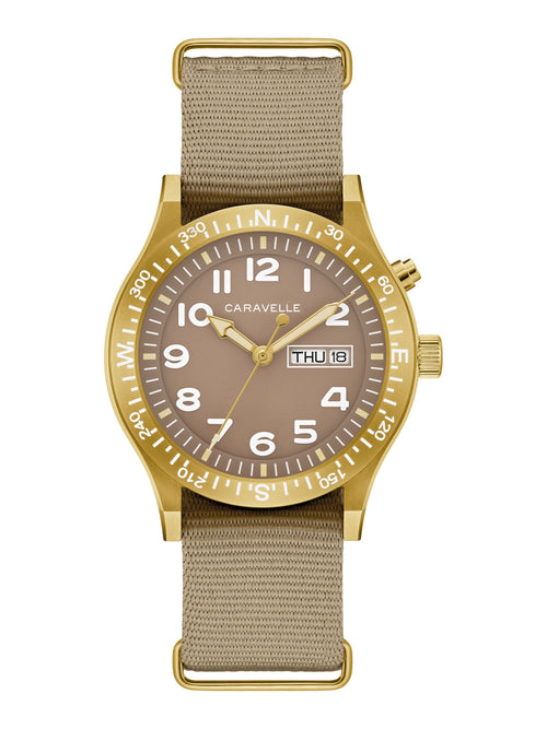 Caravelle Field Lite Up Taupe Men's Watch (44C113)