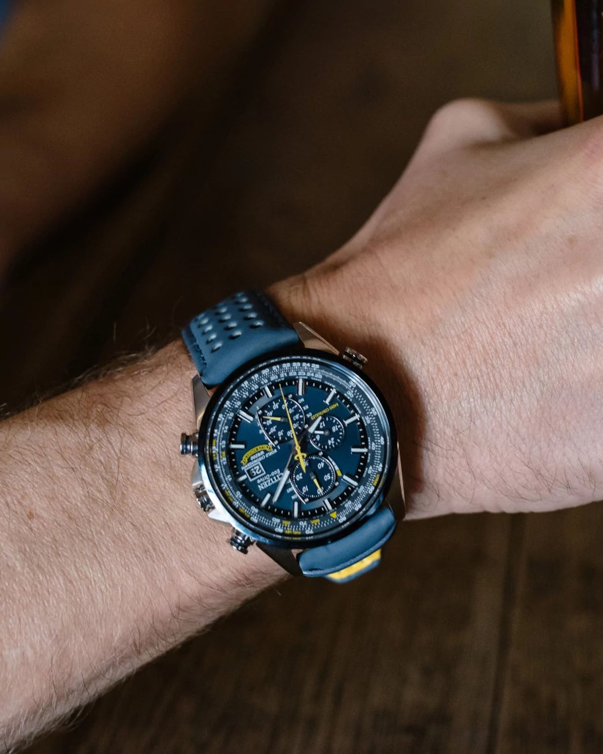 Citizen World Chronograph A-T Blue Men's Watch (AT8020-03L), worn