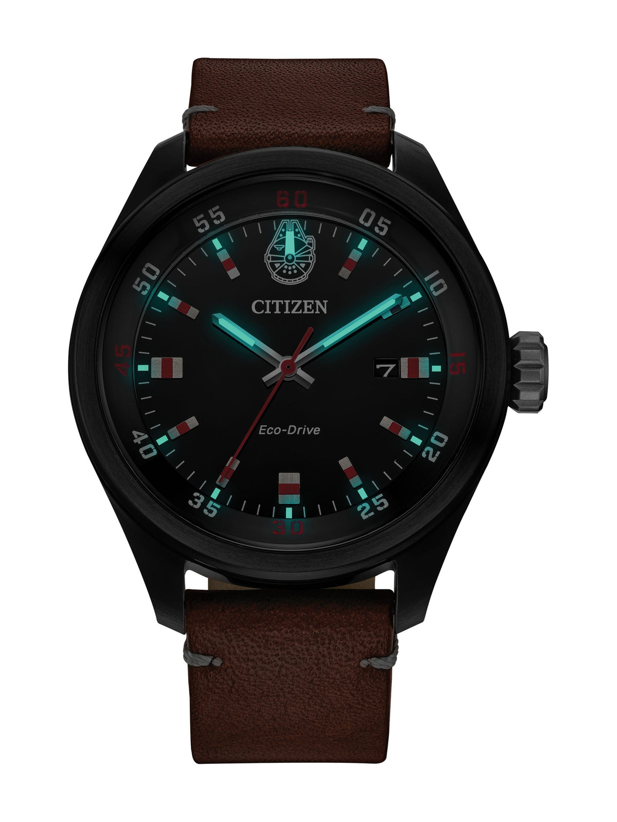 Citizen Star Wars Chewbacca AW5008-06W men's Eco-Drive watch, black dial, detail