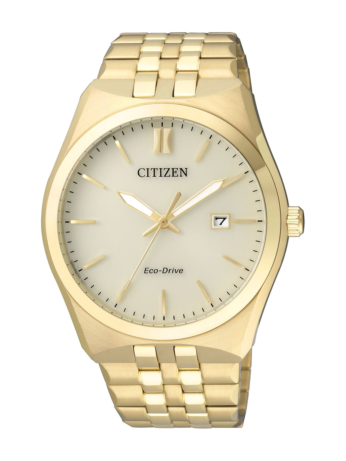 Citizen Corso BM7332-53P men's Eco-Drive watch, champagne dial, side view