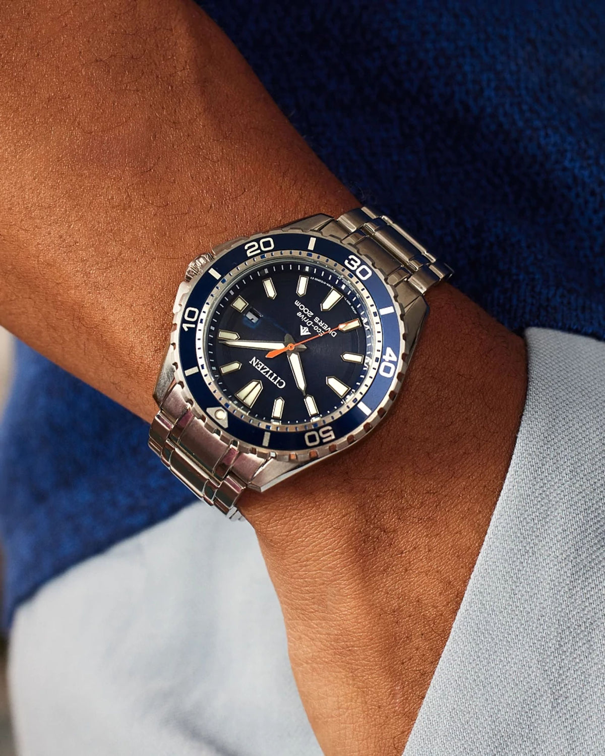 Citizen Promaster Diver Blue Men's Watch (BN0191-55L), worn