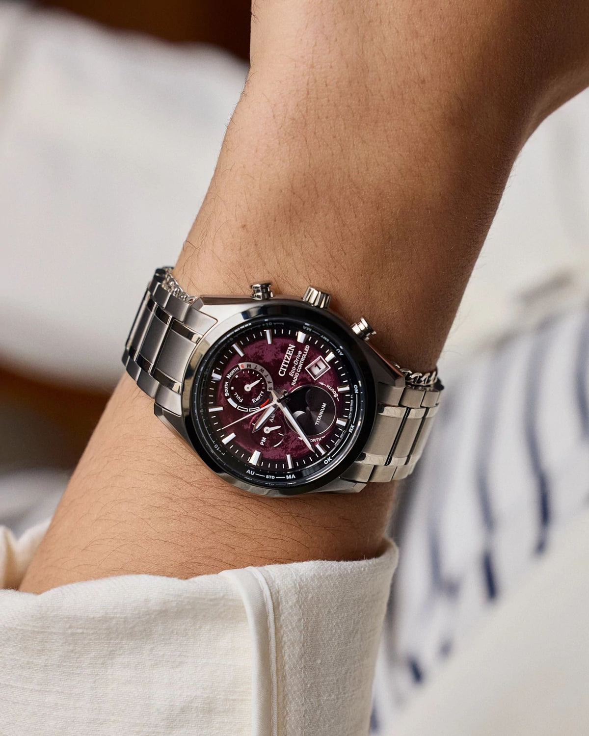 Citizen Tsuki-Yomi A-T Red Men's Watch (BY1018-55X), worn