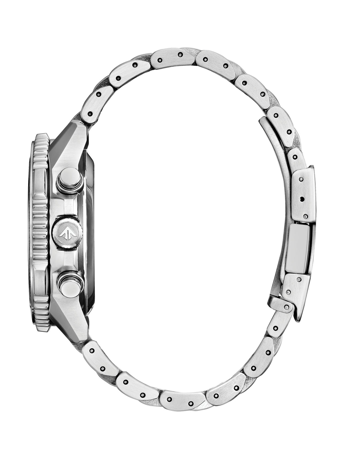 Citizen Promaster Sky CA4660-61A men's Eco-Drive chronograph, silver-tone dial, side view