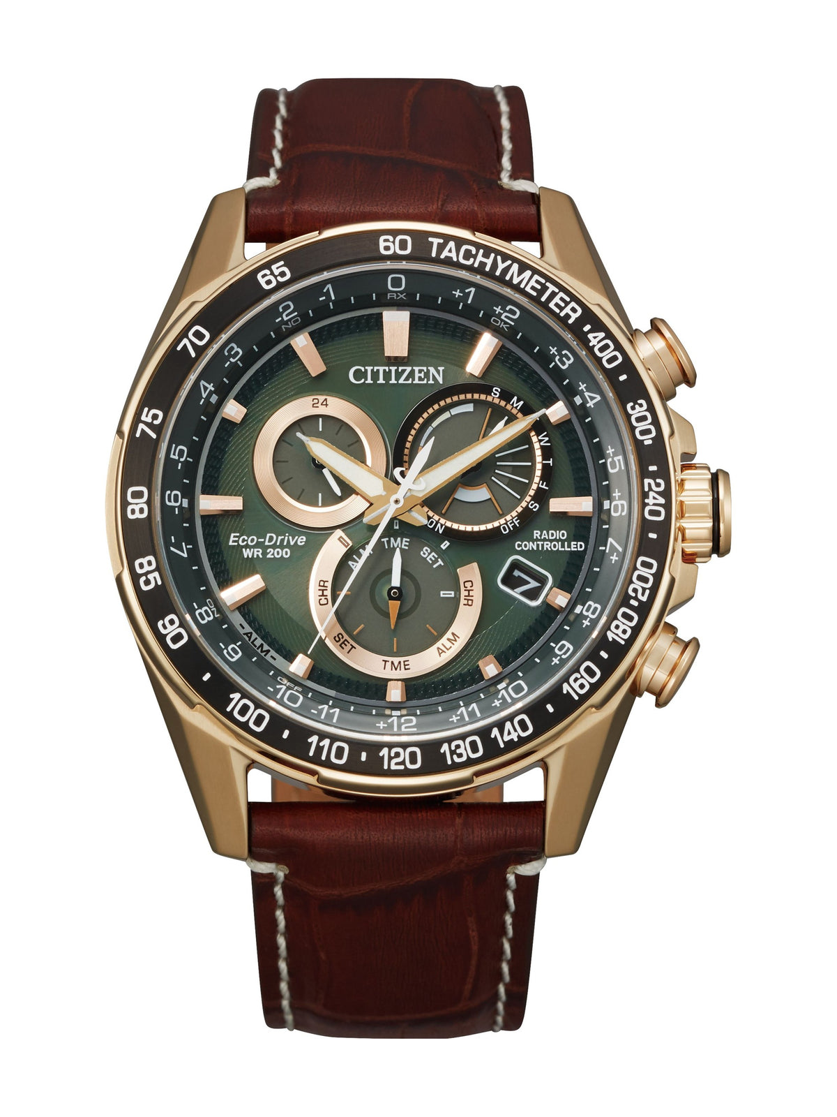 Citizen Perpetual Chrono A-T CB5919-00X men's Eco-Drive watch, green dial