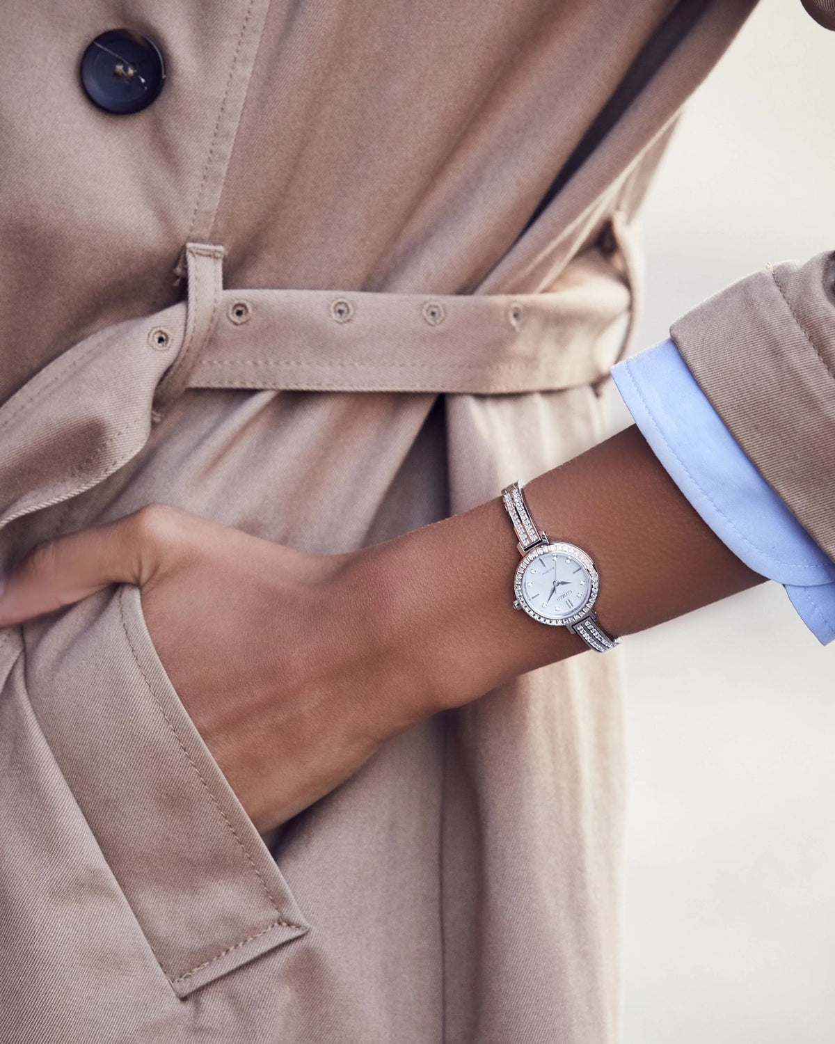 Citizen Crystal White Women's Watch (EM0860-51D), worn