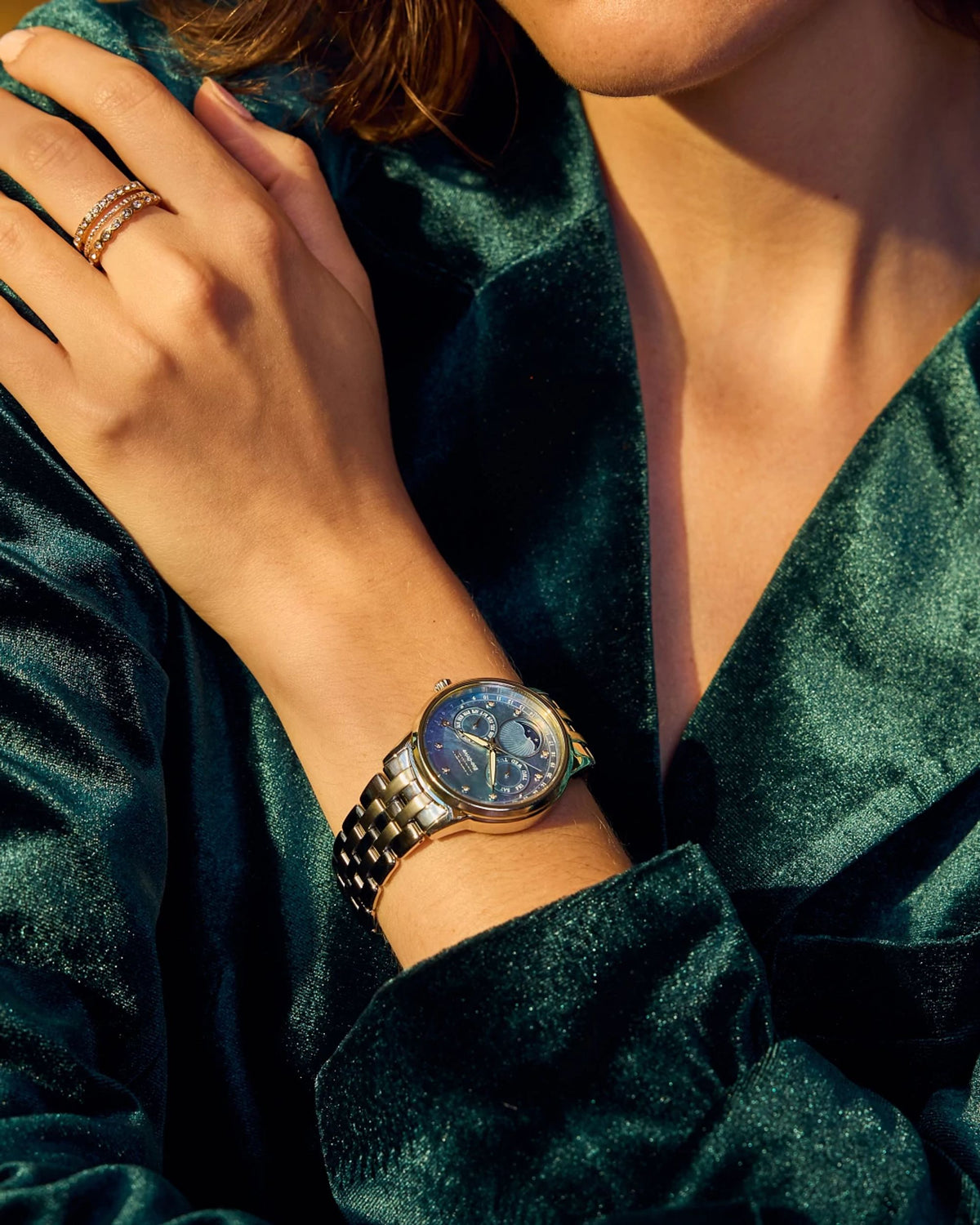 Citizen Calendrier Blue Mother of Pearl Women's Watch (FD0000-52N), worn