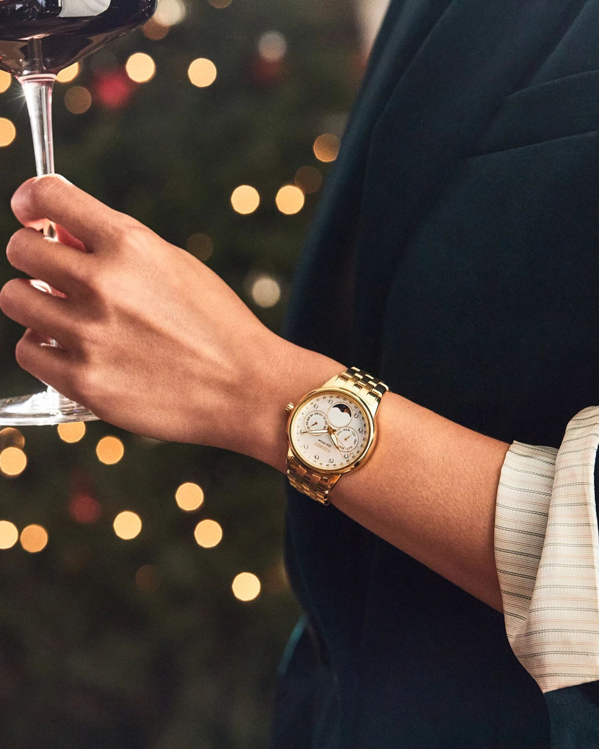 Citizen Calendrier White Mother of Pearl Women's Watch (FD0002-57D), worn