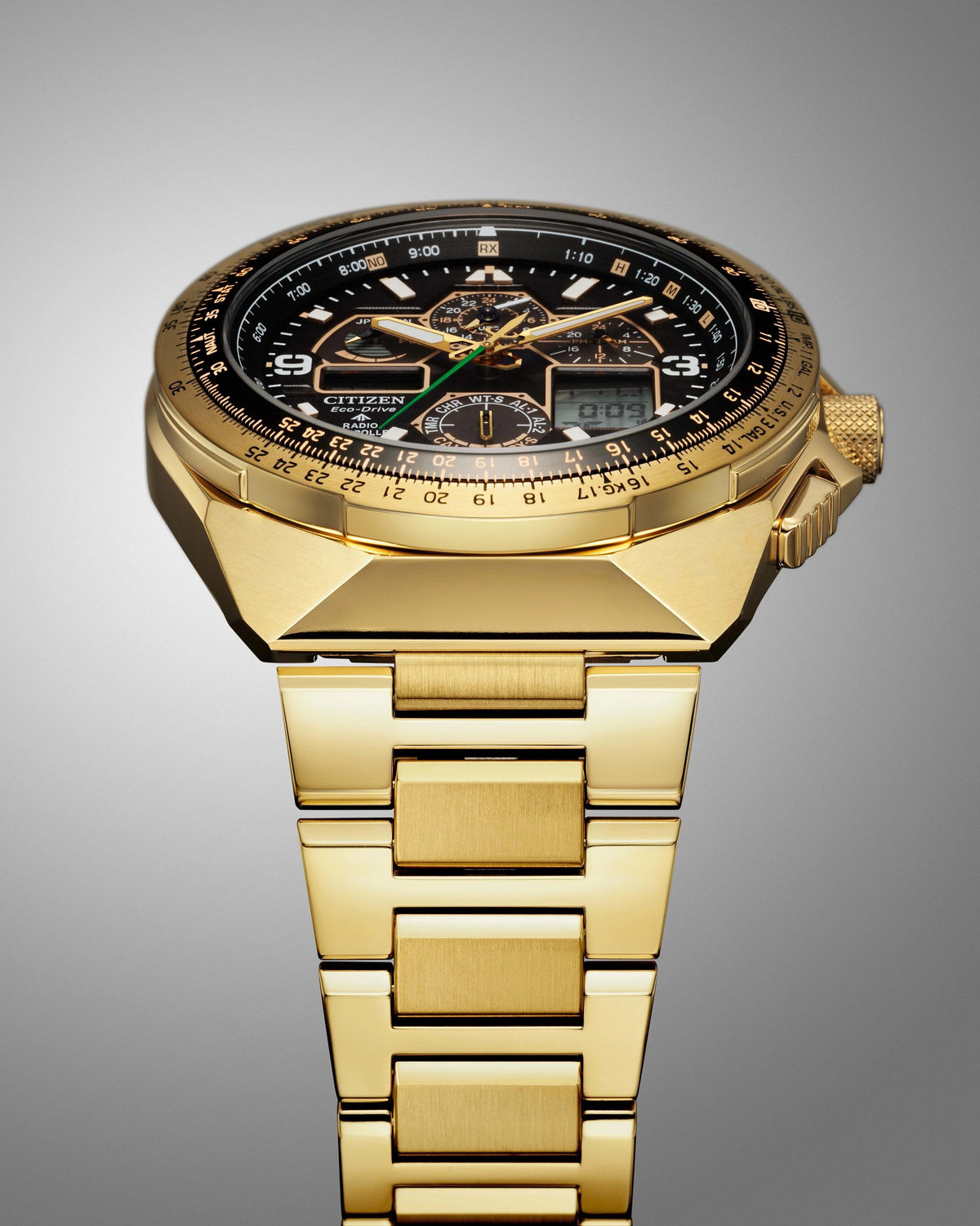 Citizen Promaster Skyhawk JY8144-50E men's Eco-Drive chronograph, black dial, detail