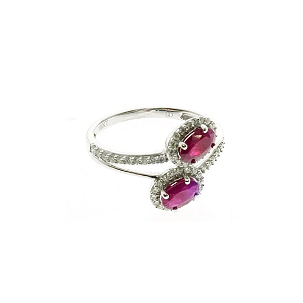 10Kt White Gold Diamond Ruby Ring