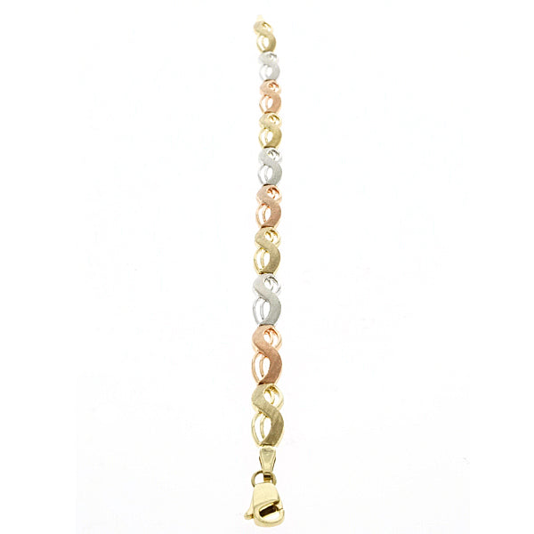 10Kt Three Tone Infinity Bracelet