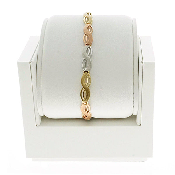 10Kt Three Tone Infinity Bracelet