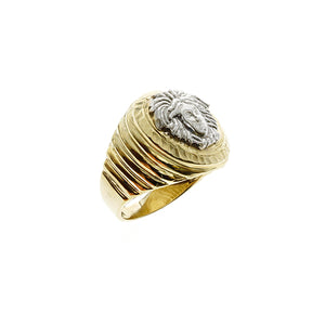 10Kt Two Tone Gold Greek Medusa Head Ring