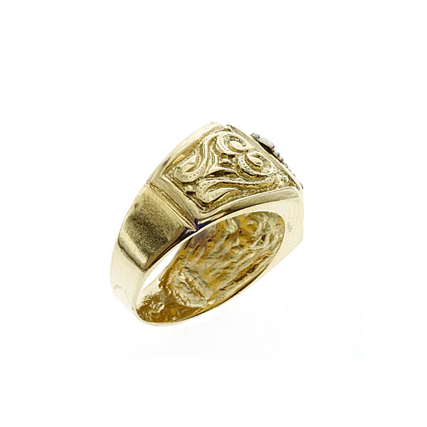10Kt Two Tone Greek Medusa Head Ring