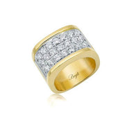 18KT Ring With 3 Rows Of Diamonds.