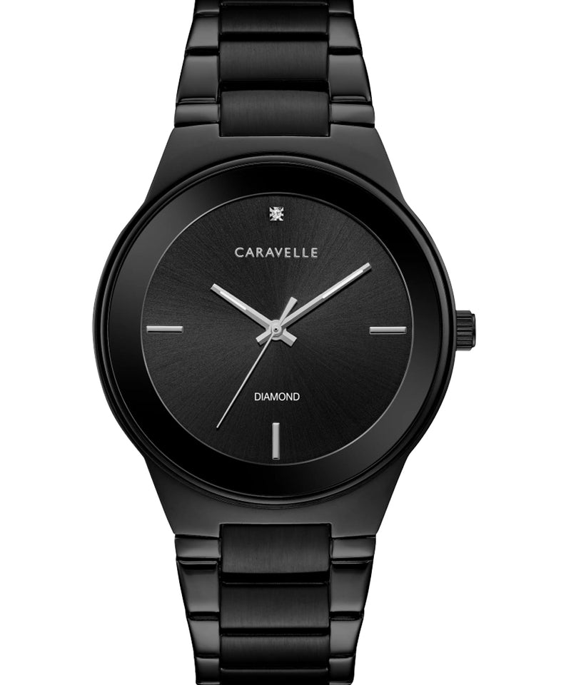 Caravelle Modern Quartz Mens Watch, Stainless Steel Diamond