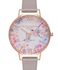 Olivia Burton Demi Hummingbirds Grey & Rose Gold Watch #OB16PP79