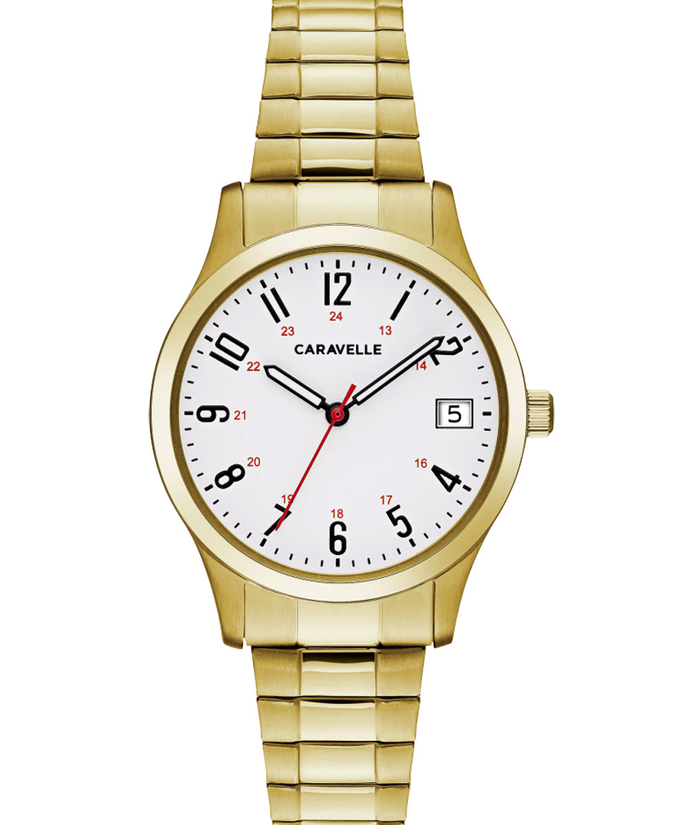 Caravelle 44M113 Women's White Dial Yellow Gold