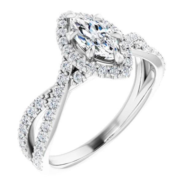 4K Gold Marquise Solitaire Engagement Ring