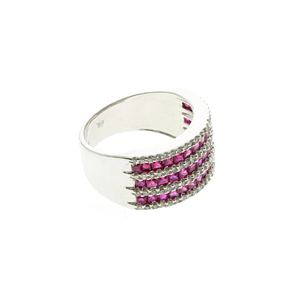 14Kt White Gold Diamond Ruby Ring