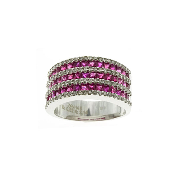 14Kt White Gold Diamond Ruby Ring