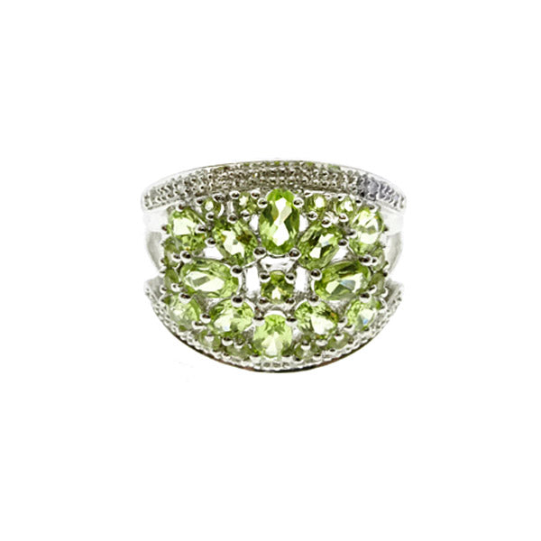 14Kt White Gold Peridot Diamond Ring